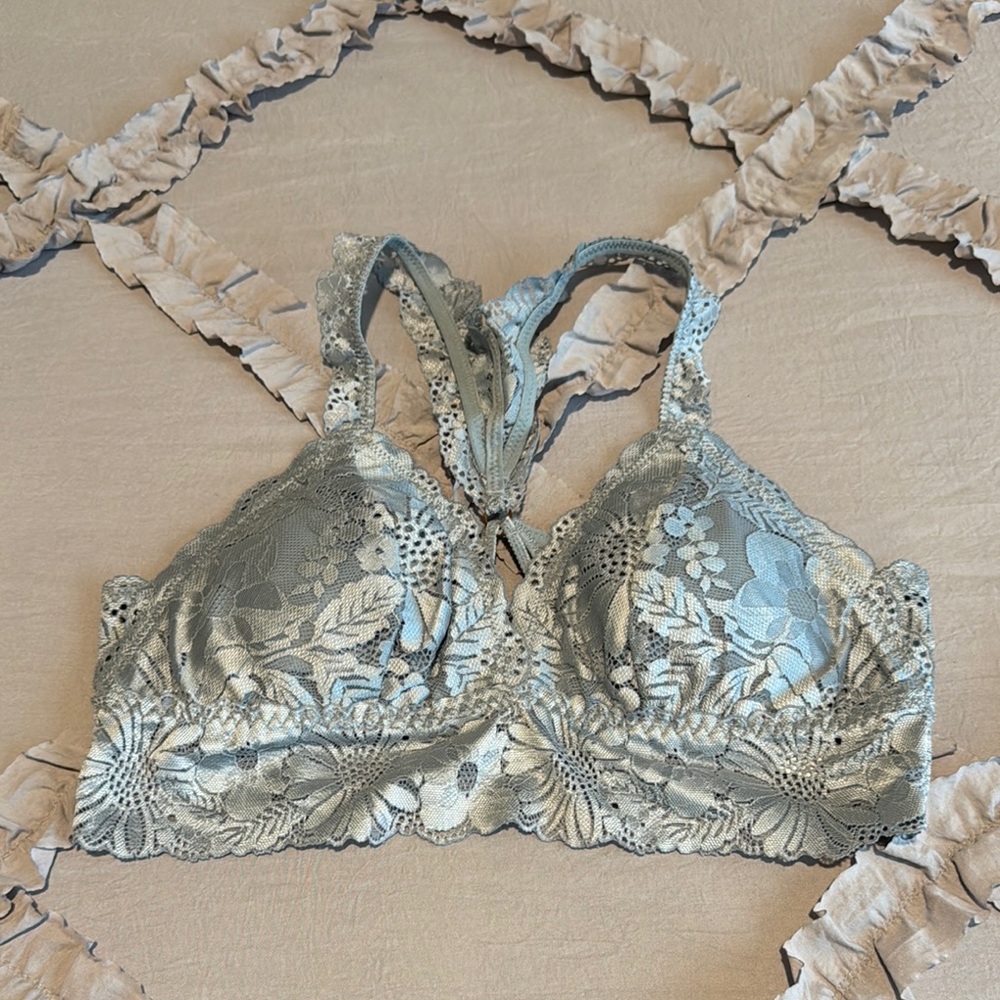 NWT aerie Elegant Lace Bralette in Gray